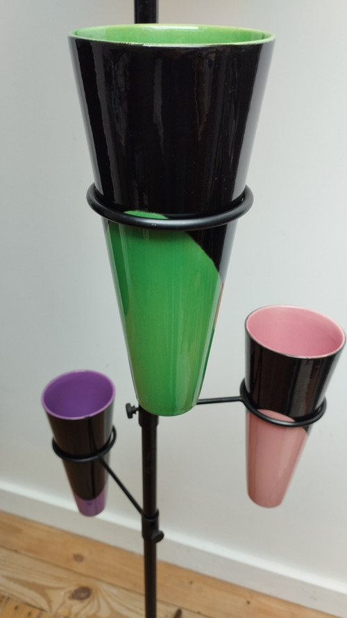Lampadaire porte plante en fer forgé circa 1950