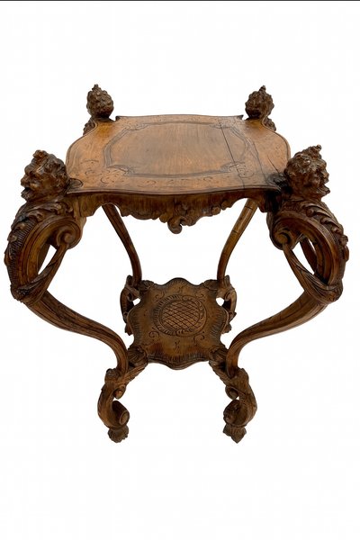 Antique 18th century baroque middle or side table with carved head