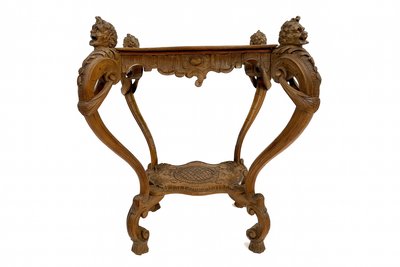 Antique 18th century baroque middle or side table with carved head