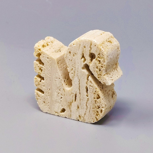 1970 Original sculpture of swan in travertine by Enzo Mari for F.lli Mannelli
