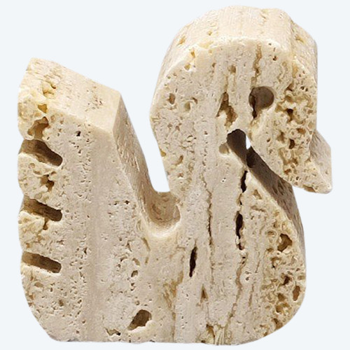 1970 Original sculpture of swan in travertine by Enzo Mari for F.lli Mannelli