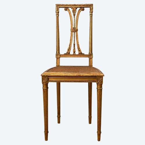 Sedia stile Luigi XVI in legno dorato Periodo Napoleone III