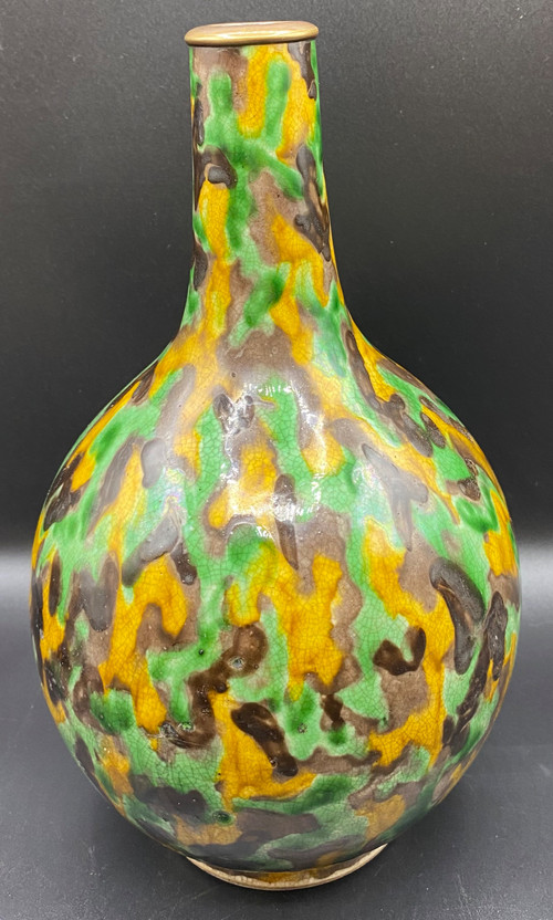 VASE CRAQUELÉ  ÉMAILLÉ