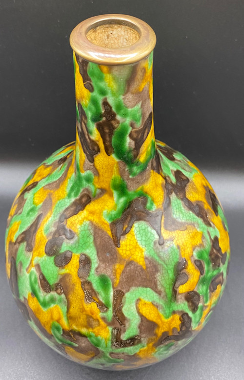 VASE CRAQUELÉ  ÉMAILLÉ