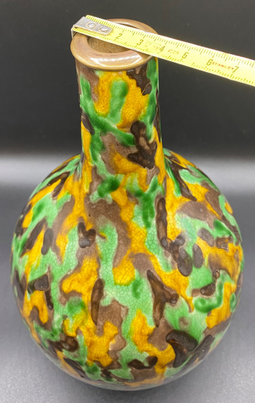 VASE CRAQUELÉ  ÉMAILLÉ