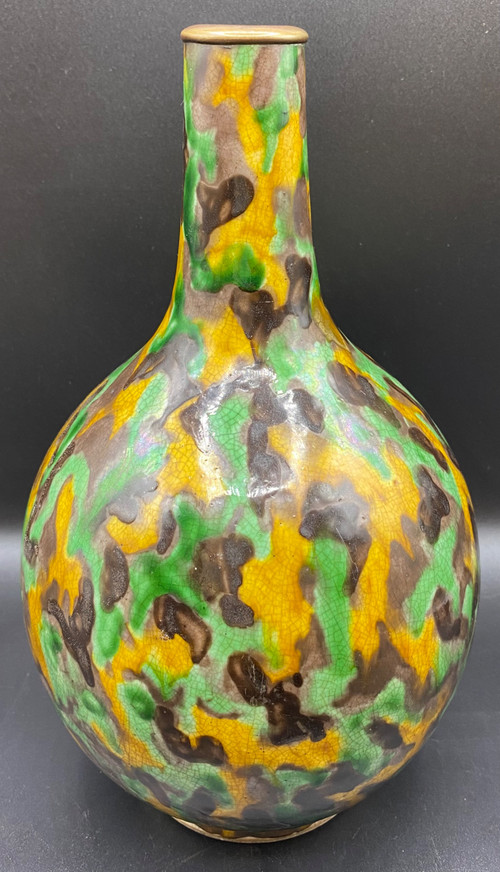 VASE CRAQUELÉ  ÉMAILLÉ