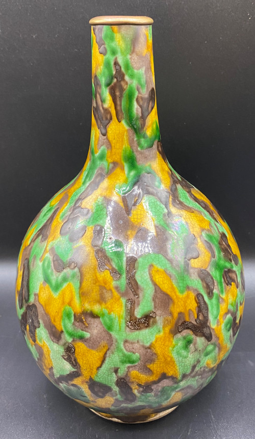 VASE CRAQUELÉ  ÉMAILLÉ