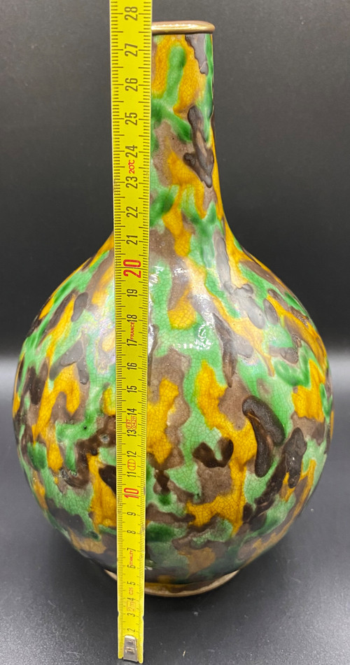 VASE CRAQUELÉ  ÉMAILLÉ