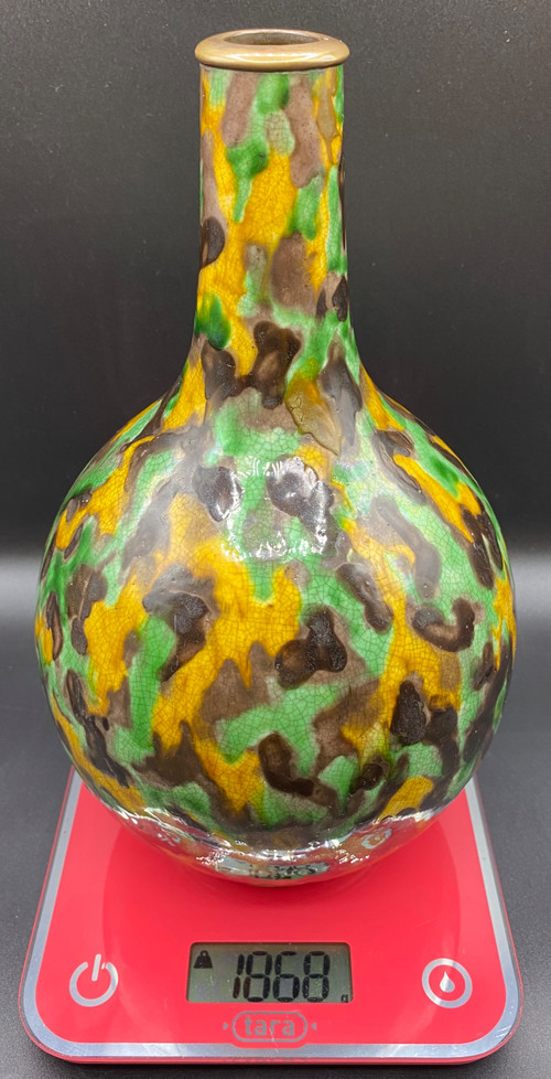 VASE CRAQUELÉ  ÉMAILLÉ