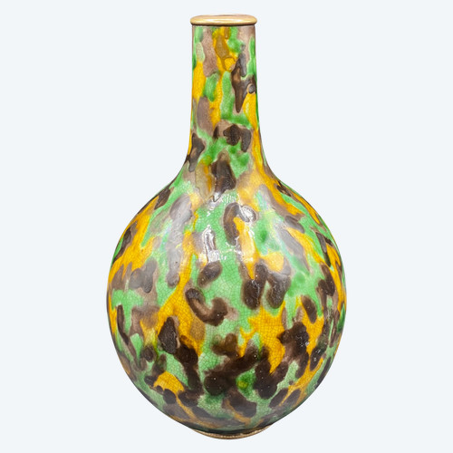 GLASIERTE VASE AUS CRAQUELÉ-TERRAKOTTA