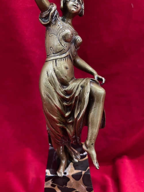 Statua di bronzo di ballerina Art Deco 1930