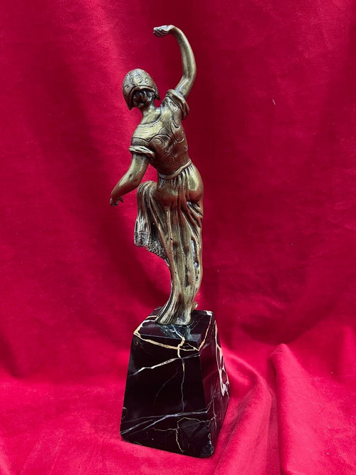 Statua di bronzo di ballerina Art Deco 1930