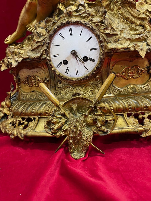Imposing Clock In Gilded Bronze Napoleon III 19th century
