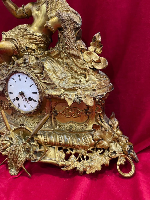 Imposing Clock In Gilded Bronze Napoleon III 19th century