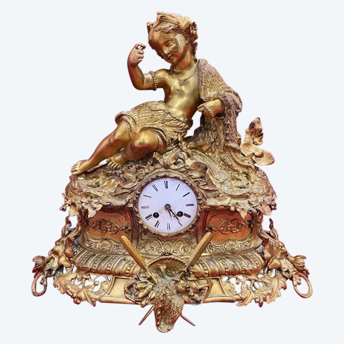 Imposing Clock In Gilded Bronze Napoleon III 19th century