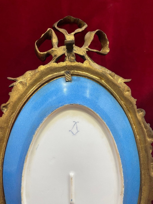 Imponente coppia di appliques in bronzo dorato Porcellana di Sèvres XIX sec.