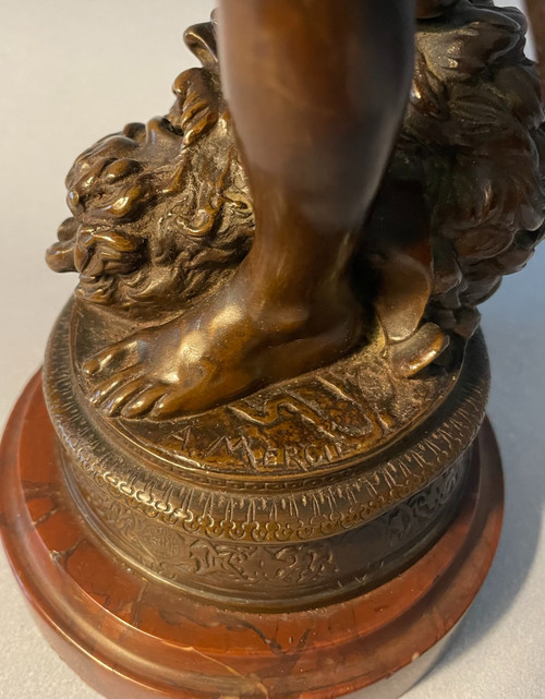 Sculpture in bronze. Antonin Mercié. F. Barbedienne. David victorious.