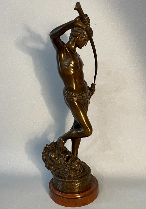 Sculpture in bronze. Antonin Mercié. F. Barbedienne. David victorious.