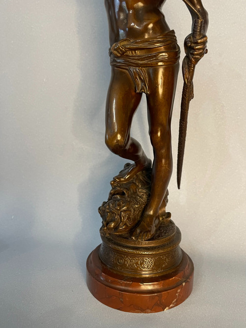 Sculpture in bronze. Antonin Mercié. F. Barbedienne. David victorious.