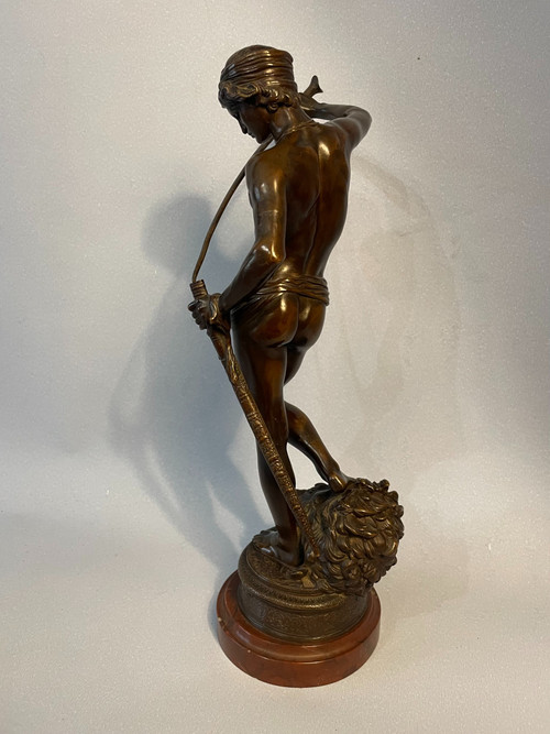Sculpture in bronze. Antonin Mercié. F. Barbedienne. David victorious.