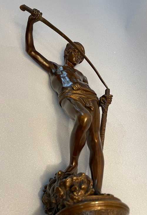 Sculpture in bronze. Antonin Mercié. F. Barbedienne. David victorious.