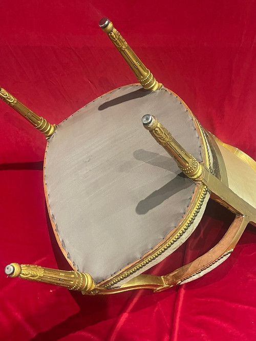 Poltrona in legno dorato stile Luigi XVI Directoire