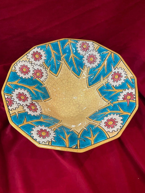 1930 Ciotola in smalto Art Déco Longwy