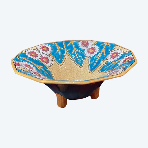 1930 Ciotola in smalto Art Déco Longwy