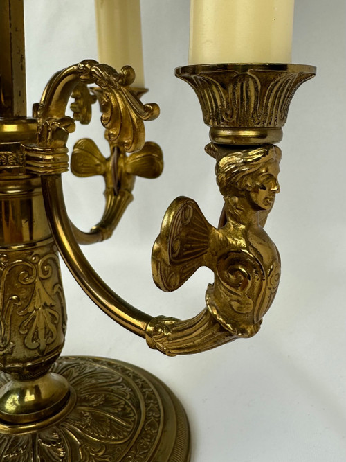 Grande lampe bouillotte en bronze ciselé, fin XIXème