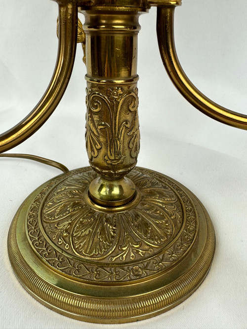 Grande lampe bouillotte en bronze ciselé, fin XIXème