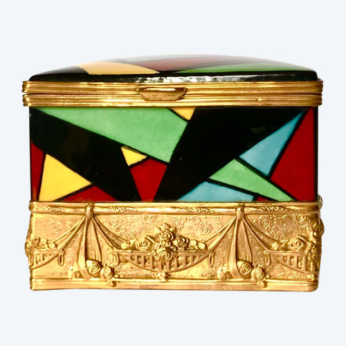 Art-deco cubism porcelain box