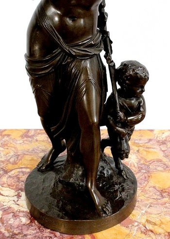 Bronze "Bacchante and small fauns" after J-J Foucou - 2nd half of the 19th century