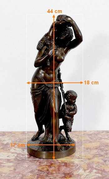 Bronze "Bacchante and small fauns" after J-J Foucou - 2nd half of the 19th century