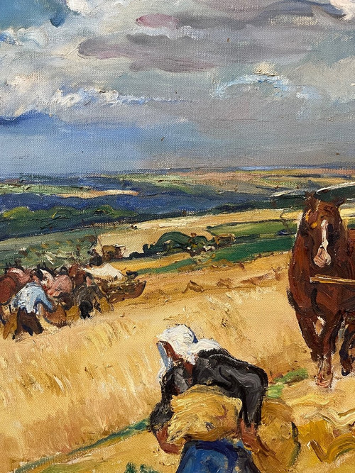 Tischöl auf Leinwand Adrienne Jouclard 1882-1972 Ernte in St. Julien