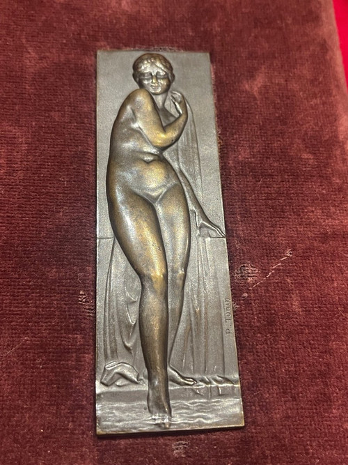 Art-Deco-Bronzetafel 1930 von Pierre Turin 1891-1968