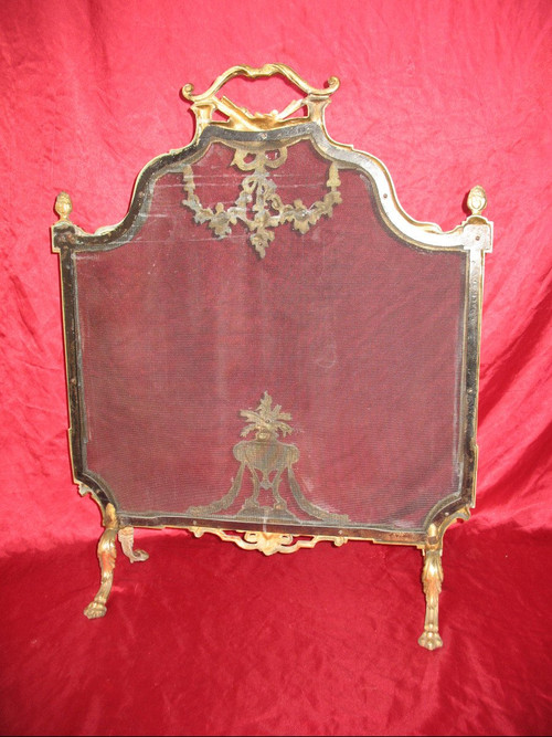 Kaminschirm mit Funkenschutz aus Bronze im Stil von Louis XVI, 19.