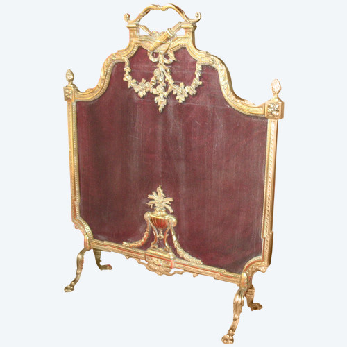 Fireplace screen in bronze in the Louis XVI style from the 19th century