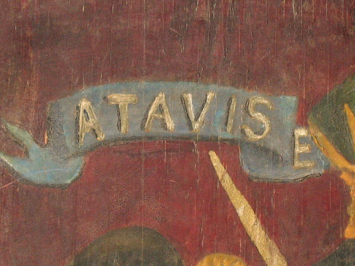 Blason peint sur panneau armoiries avec devise héraldique Ordre de Saint Lazare époque 19ème