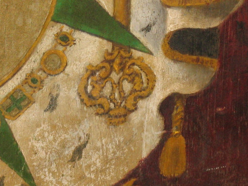 Blason peint sur panneau armoiries avec devise héraldique Ordre de Saint Lazare époque 19ème