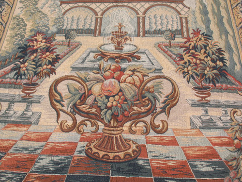 Large Halluin tapestry in Loiselles stitch - The garden of Bagatelle - d : 175 x 235 cm
