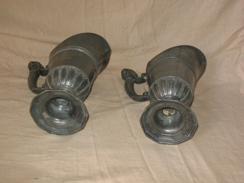 Pair of pewter hanaps from the early 20th century in Renaissance style