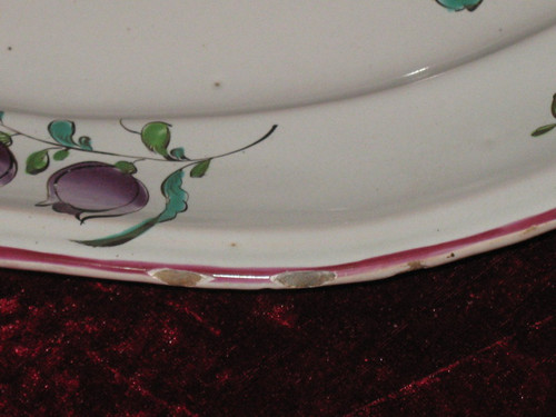 Plat ovale en faïence de Sceaux époque 18ème décor floral polychrome