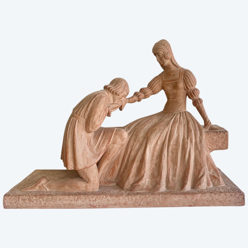 D. H. Chiparus Romeo And Juliet, Terracotta Sculpture