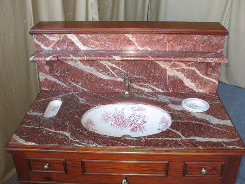 Vanity complete with basin and accessories in Choisy le Roi earthenware 19th century