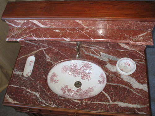 Vanity complete with basin and accessories in Choisy le Roi earthenware 19th century