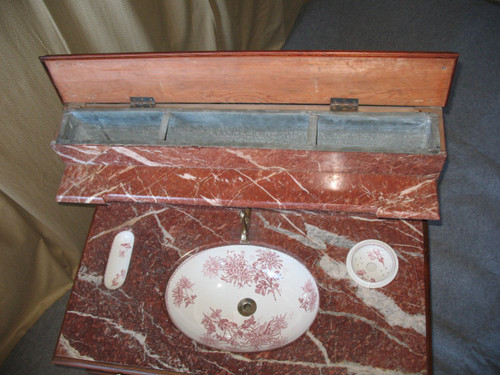 Vanity complete with basin and accessories in Choisy le Roi earthenware 19th century
