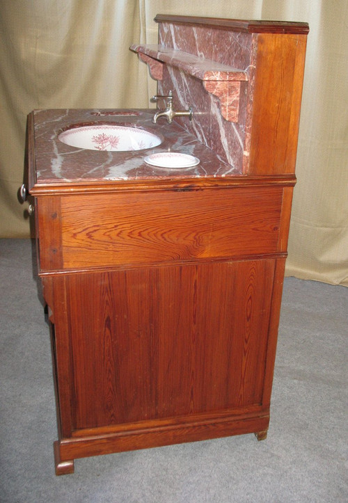 Vanity complete with basin and accessories in Choisy le Roi earthenware 19th century