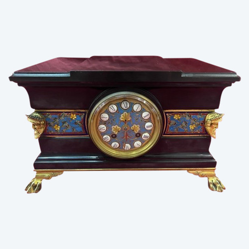 Orologio in smalto e bronzo dorato Louis Constant Sevin (1821-1888) Ferdinand Barbedienne