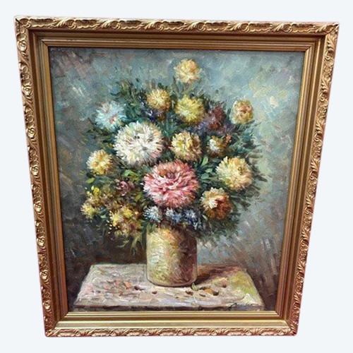 Pittura olio su tela scuola francese XIX ème Bouquet De Fleurs