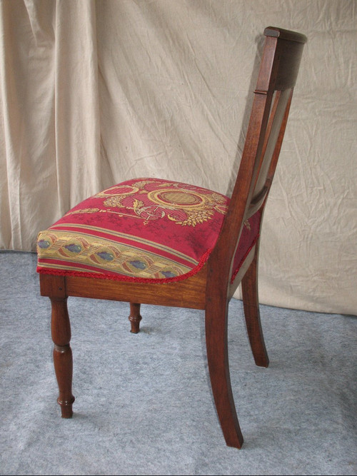Suite of 6 solid mahogany chairs of Empire style